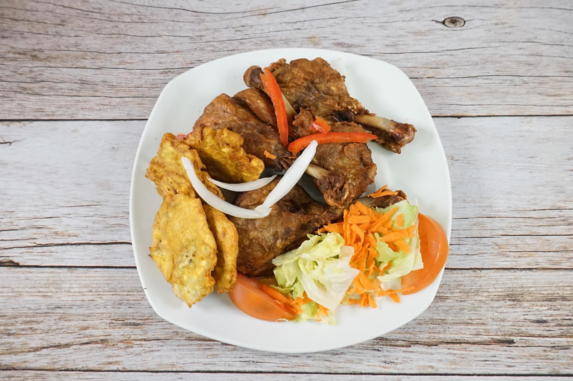 Fried turkey platter with plantains